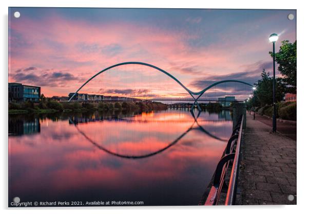 Daybreak over the Tees and Infinity Bridge Acrylic by Richard Perks