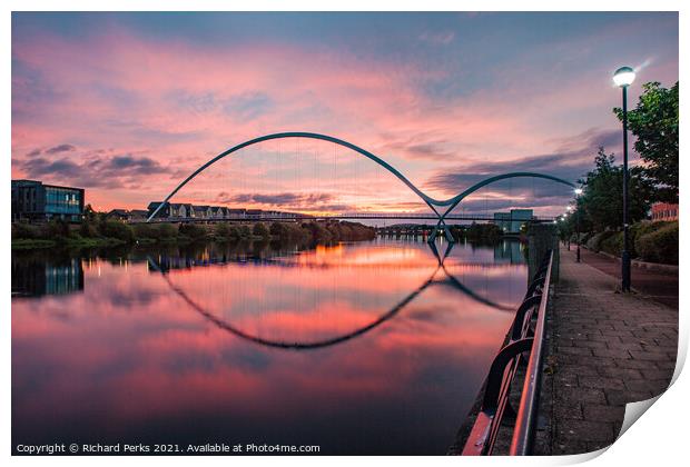 Daybreak over the Tees and Infinity Bridge Print by Richard Perks