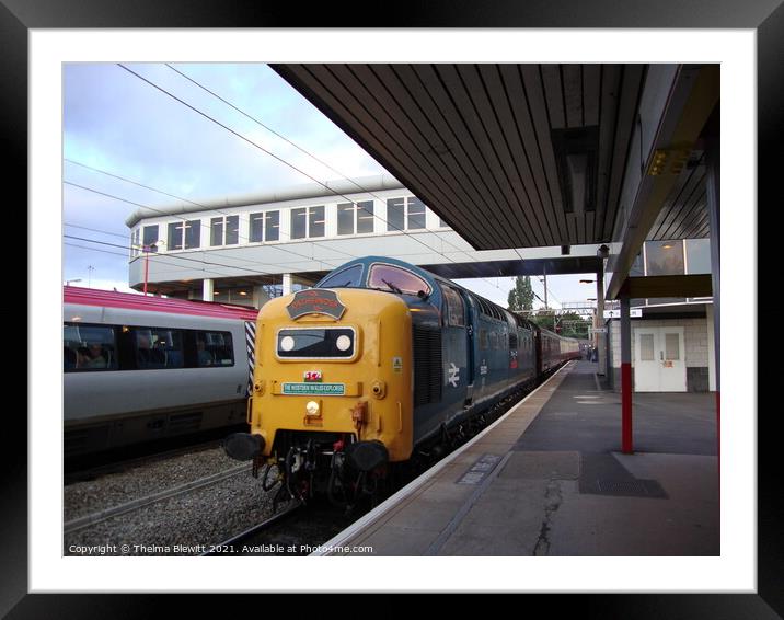 Deltic Royal Scots Grey at Wolverhampton Framed Mounted Print by Thelma Blewitt