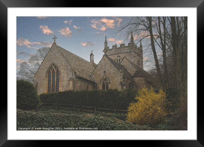 St Peters Church In Upper Slaughter Framed Mounted Print by Kevin Maughan