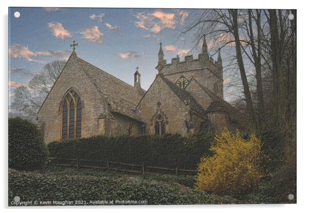 St Peters Church In Upper Slaughter Acrylic by Kevin Maughan