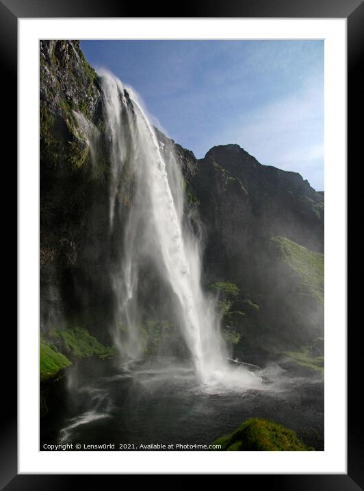 Seljalandsfoss waterfall in Iceland Framed Mounted Print by Lensw0rld 