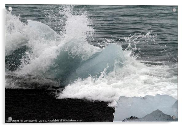 Glacial ice washed ashore at Diamond Beach, Iceland Acrylic by Lensw0rld 