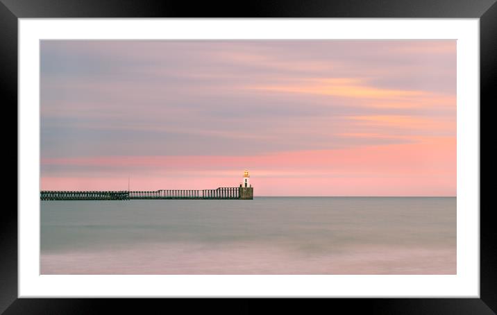 Blyth Pier Sunset Framed Mounted Print by Mark Jones