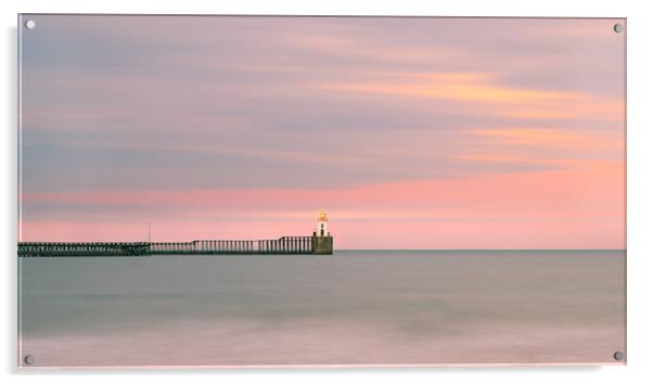 Blyth Pier Sunset Acrylic by Mark Jones