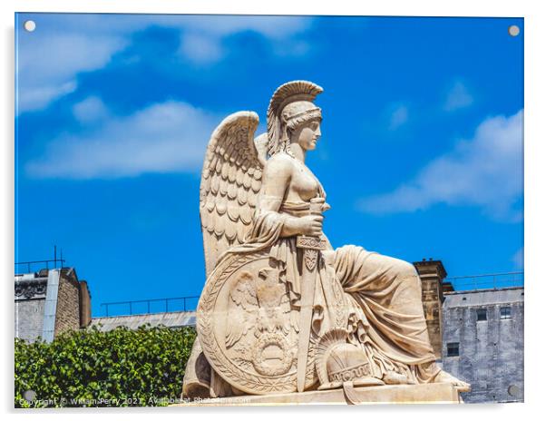 Winged Woman Statue Tulleries Garden Paris France Acrylic by William Perry
