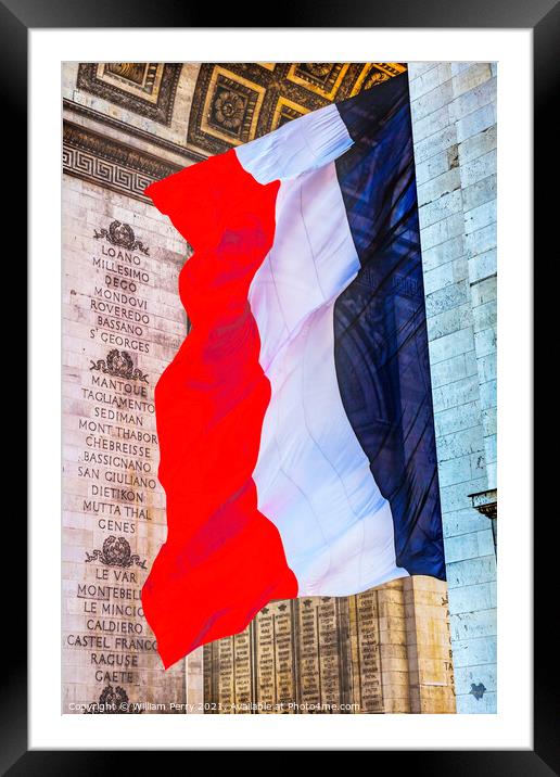 Arc de Triomphe French Flag Paris France Framed Mounted Print by William Perry