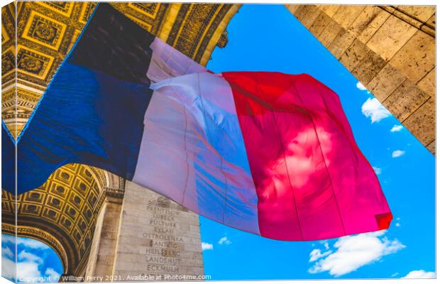 Arc de Triomphe French Flag Paris France Canvas Print by William Perry