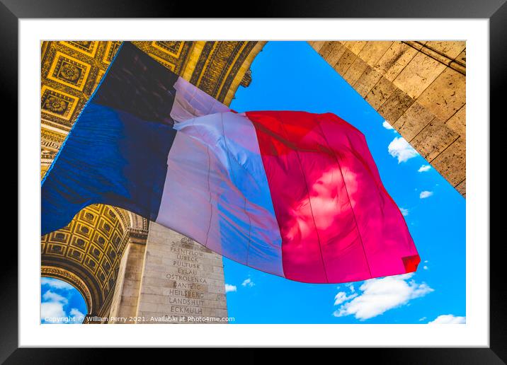 Arc de Triomphe French Flag Paris France Framed Mounted Print by William Perry