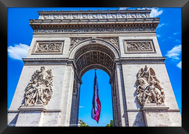 Arc de Triomphe French Flag Paris France Framed Print by William Perry