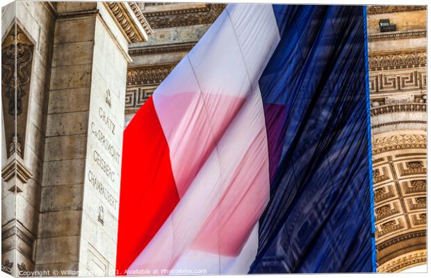 Arc de Triomphe French Flag Paris France Canvas Print by William Perry