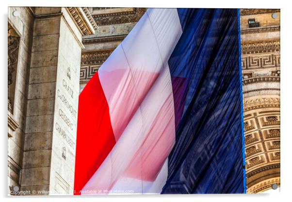Arc de Triomphe French Flag Paris France Acrylic by William Perry