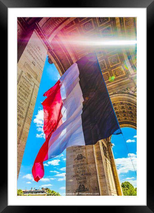 Sunbeam Sun Rays Arc de Triomphe French Flag Paris France Framed Mounted Print by William Perry