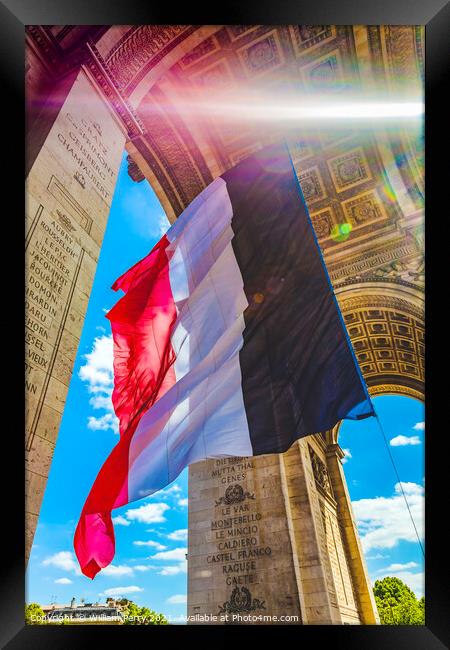 Sunbeam Sun Rays Arc de Triomphe French Flag Paris France Framed Print by William Perry