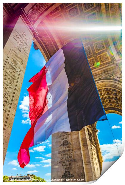 Sunbeam Sun Rays Arc de Triomphe French Flag Paris France Print by William Perry