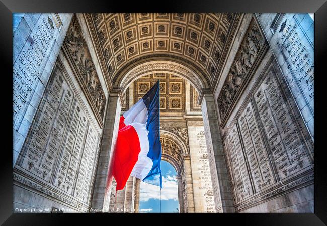 Arc de Triomphe French Flag Paris France Framed Print by William Perry
