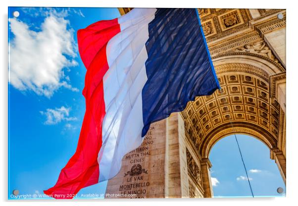 Arc de Triomphe French Flag Paris France Acrylic by William Perry