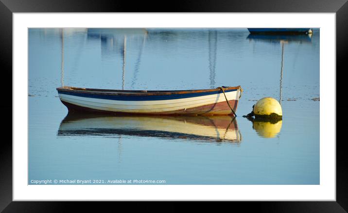Small wooden  boat on the river stour Framed Mounted Print by Michael bryant Tiptopimage