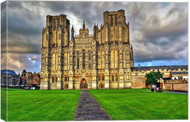 West Front Wells Cathedral Wells Somerset Canvas Print by austin APPLEBY