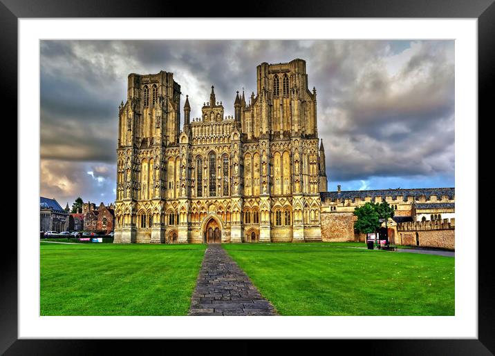 West Front Wells Cathedral Wells Somerset Framed Mounted Print by austin APPLEBY