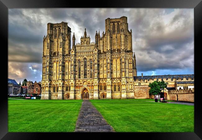 West Front Wells Cathedral Wells Somerset Framed Print by austin APPLEBY