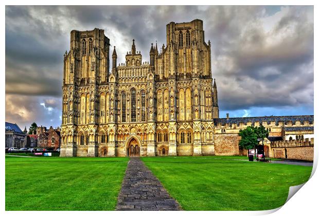 West Front Wells Cathedral Wells Somerset Print by austin APPLEBY