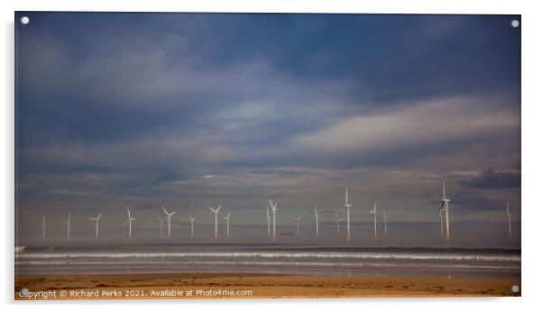 Redcar Beach Windfarm Acrylic by Richard Perks
