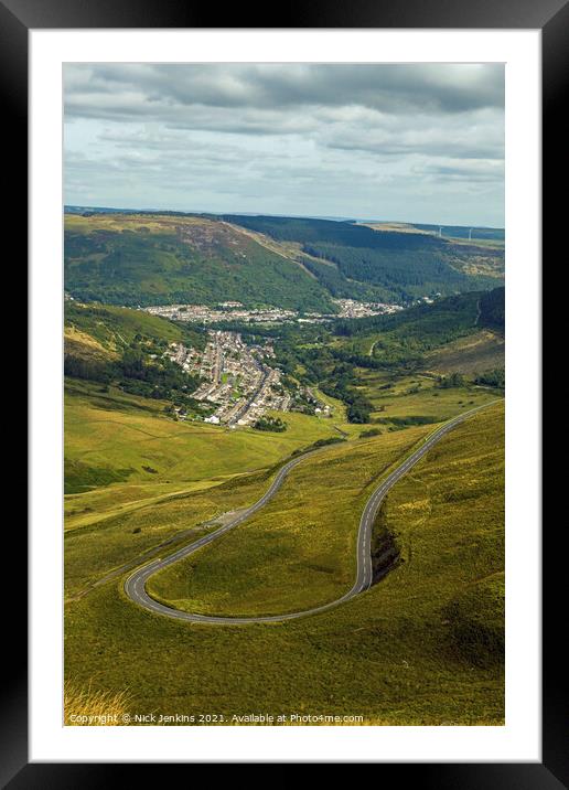 Bwlch y Clawdd Hairpin Bend Rhondda Valley  Framed Mounted Print by Nick Jenkins