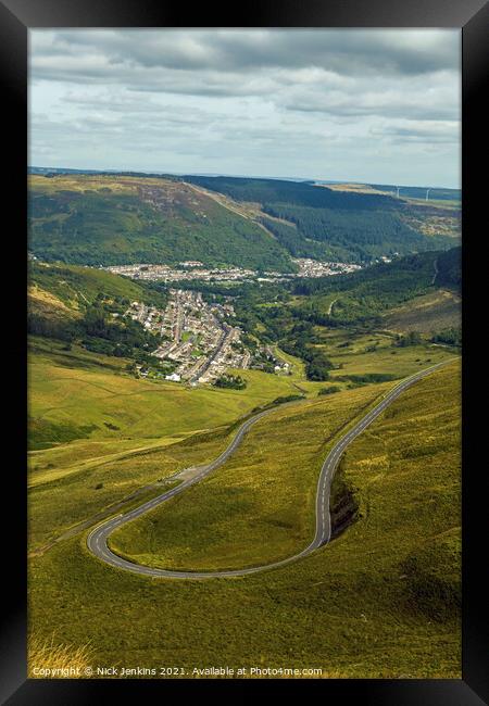 Bwlch y Clawdd Hairpin Bend Rhondda Valley  Framed Print by Nick Jenkins