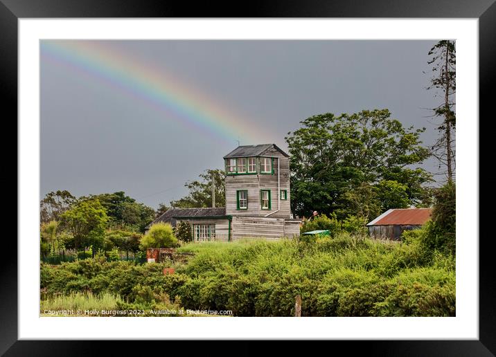  Brancaster Staithe. Norfolk with a rainbow  Framed Mounted Print by Holly Burgess