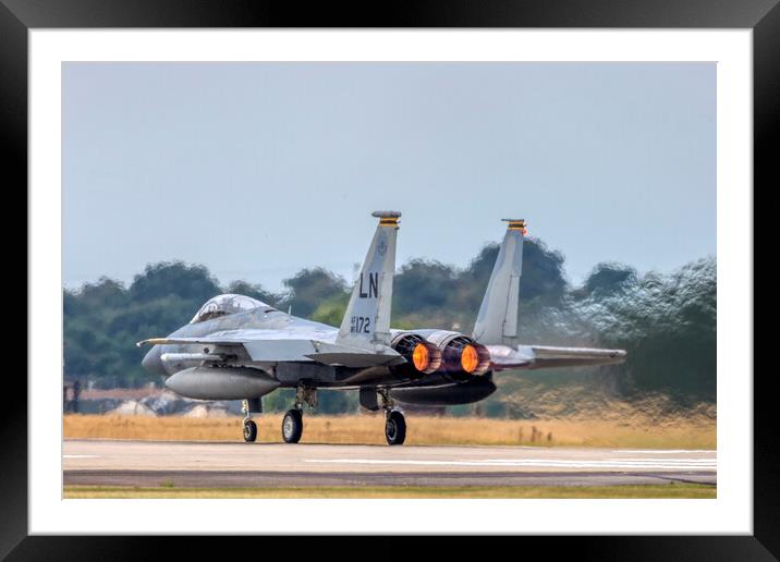 F-15C Eagle Afterburners On Framed Mounted Print by Derek Beattie