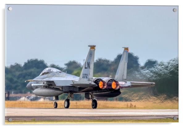 F-15C Eagle Afterburners On Acrylic by Derek Beattie