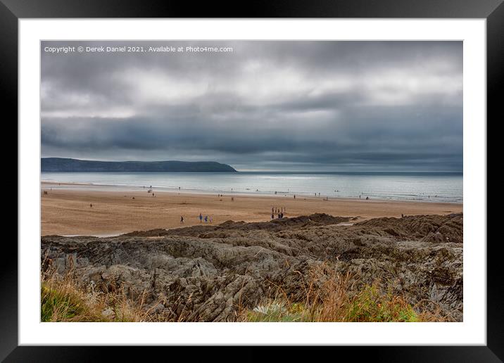 Golden Sands and Waves at Woolacombe Framed Mounted Print by Derek Daniel