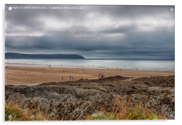 Golden Sands and Waves at Woolacombe Acrylic by Derek Daniel