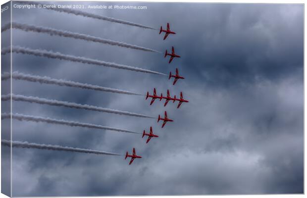 Thrilling Red Arrows Take Over Bournemouth Sky Canvas Print by Derek Daniel