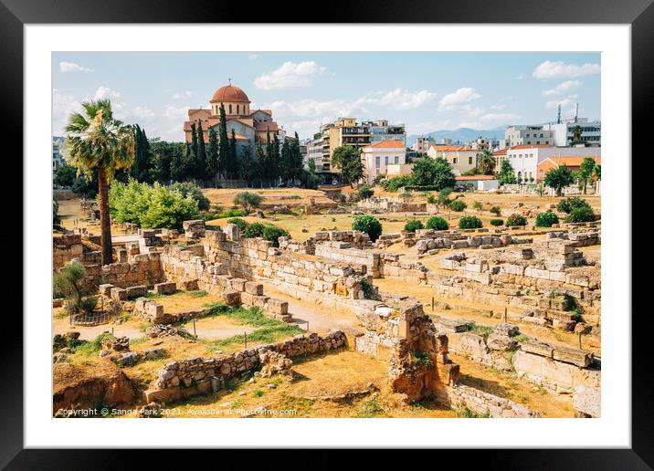 Kerameikos Cemetery ancient ruins in Athens Framed Mounted Print by Sanga Park