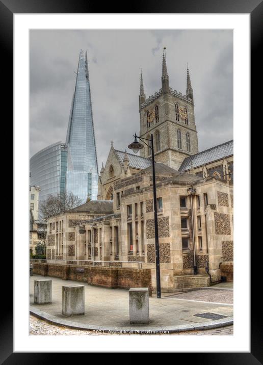 Southwark Cathedral and The Shard Framed Mounted Print by Diana Mower