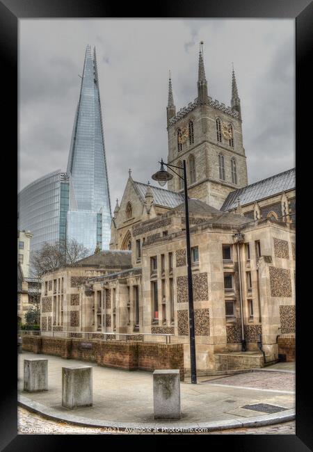 Southwark Cathedral and The Shard Framed Print by Diana Mower