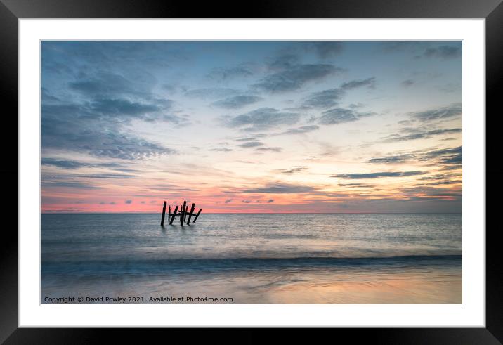 Happisburgh Beach Norfolk at Sunrise Framed Mounted Print by David Powley