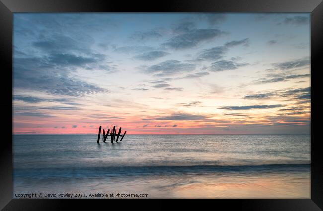 Happisburgh Beach Norfolk at Sunrise Framed Print by David Powley