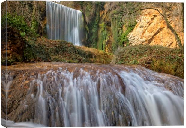 Double waterfall in the natural park of the stone monastery Canvas Print by Vicen Photo