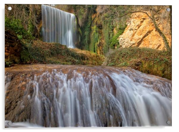Double waterfall in the natural park of the stone monastery Acrylic by Vicen Photo