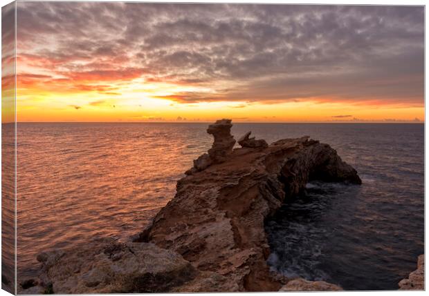 Dramatic sunrise at Cape Martinet in Ibiza Canvas Print by Vicen Photo