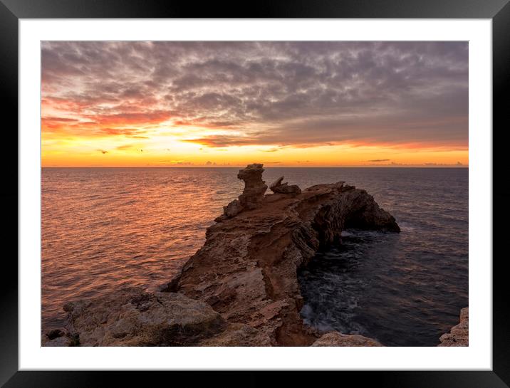 Dramatic sunrise at Cape Martinet in Ibiza Framed Mounted Print by Vicen Photo