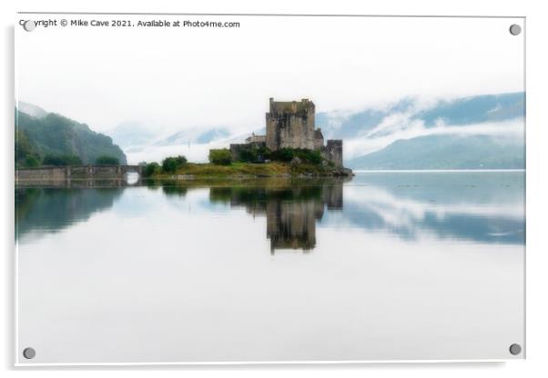 Misty Eilean Donan Castle Acrylic by Mike Cave