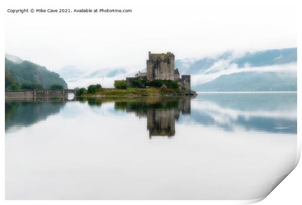 Misty Eilean Donan Castle Print by Mike Cave
