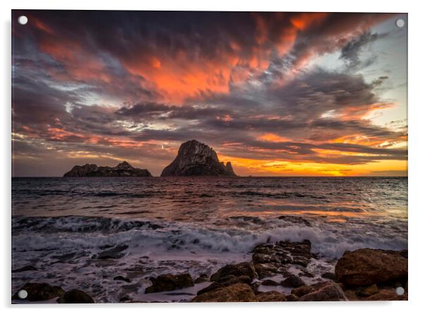 Cloudy sunset in Ibiza with Es Vedra as the protagonist Acrylic by Vicen Photo