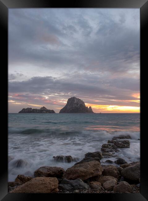 Cloudy and calm sunset with Es Vedra from Ibiza Framed Print by Vicen Photo