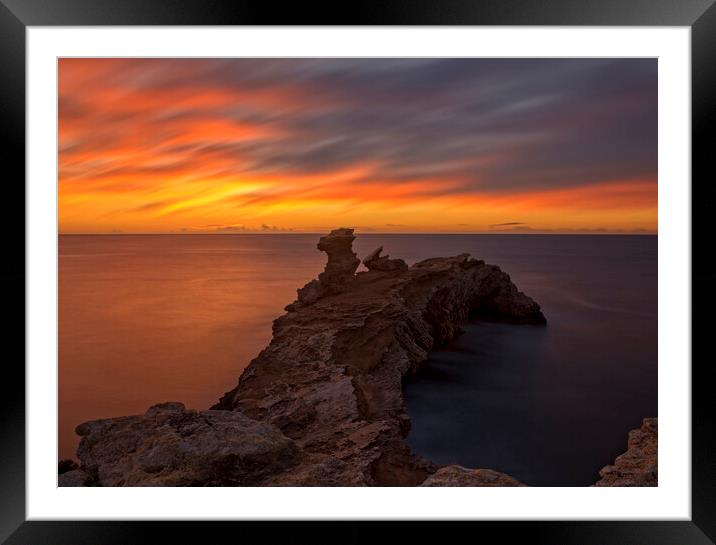 Spectacular and cloudy sunrise in cabo martinet, Ibiza Framed Mounted Print by Vicen Photo
