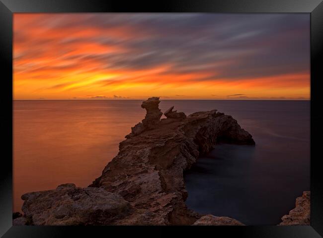 Spectacular and cloudy sunrise in cabo martinet, Ibiza Framed Print by Vicen Photo